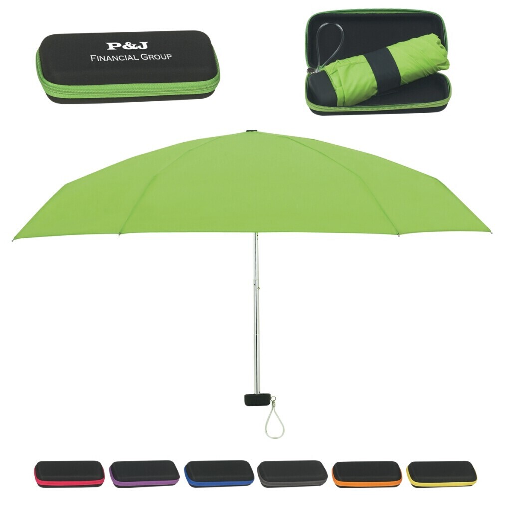 Promotional folding umbrella with case