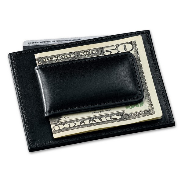 Leather Money Clip Card Case